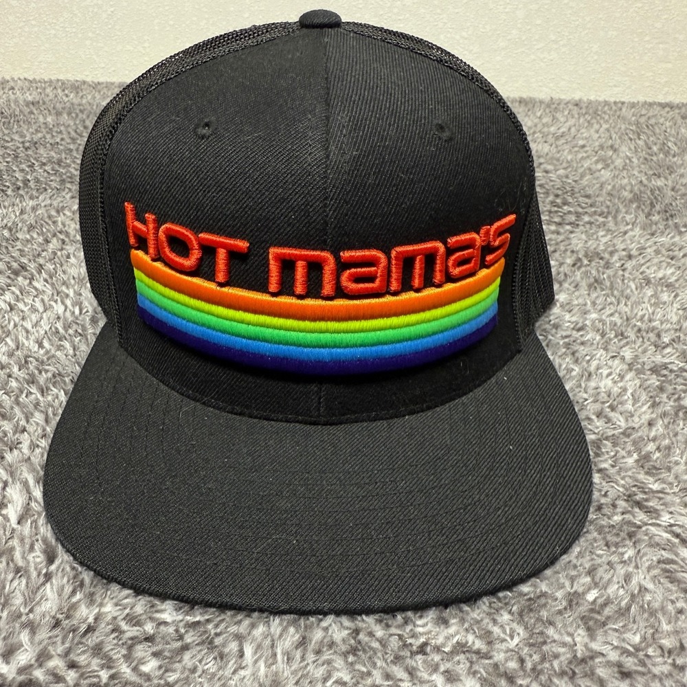 Yupoong Lot 2 Hats Hot Mamas Rainbow Trucker Snapback Flexfit Palm Tree‎ Sunset